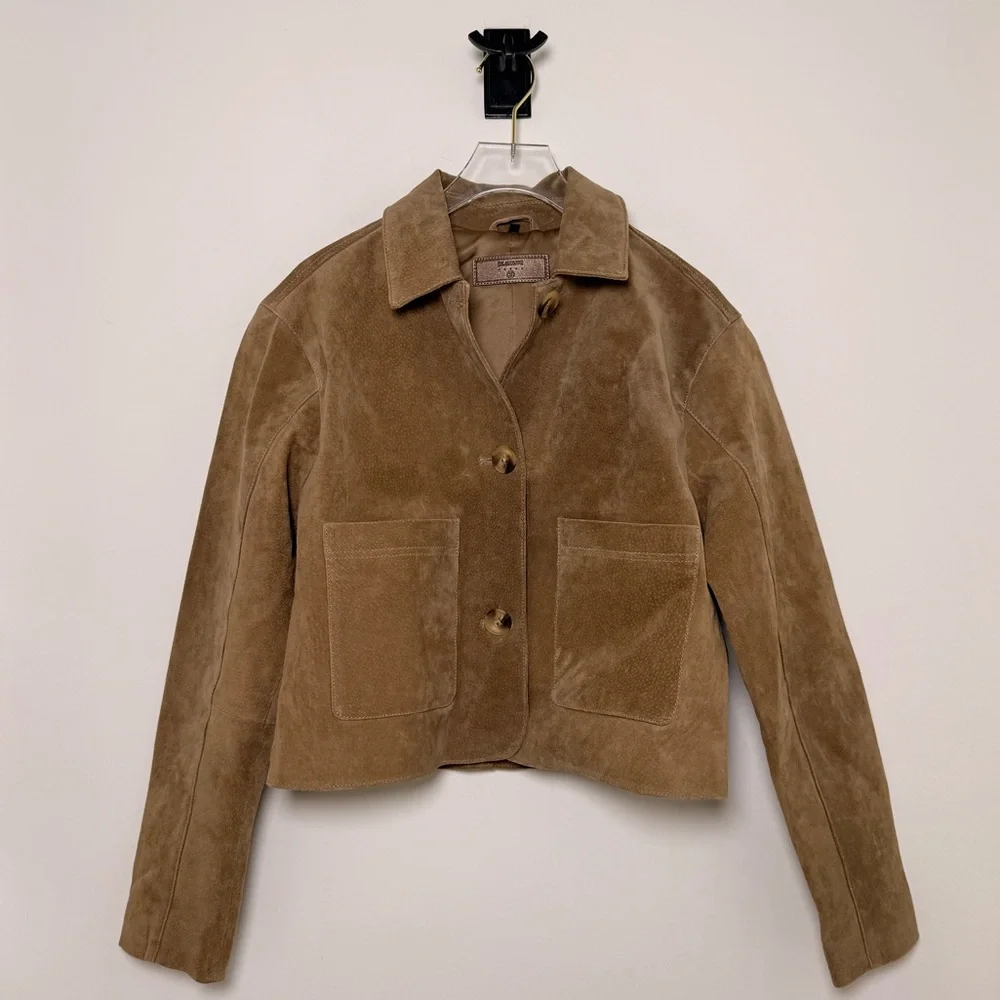 Blanknyc Crop Suede Jacket in Dark khaki - Picture 2 of 8
